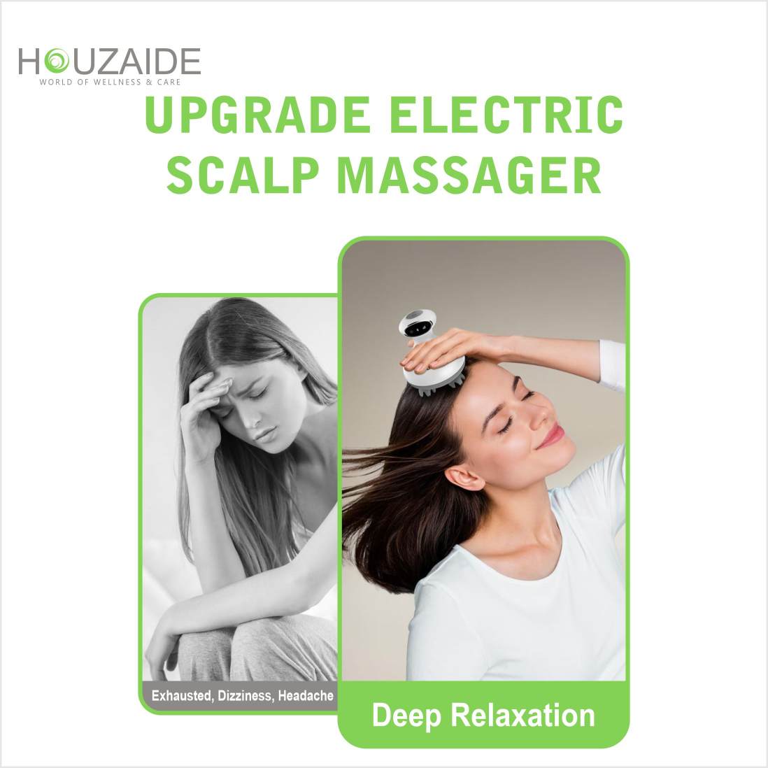 HOUZAIDE WORLD OF WELLNESS & CARE Smart Electric Scalp Massager for Hair Growth | EMS & Red Light Therapy Massager HA104