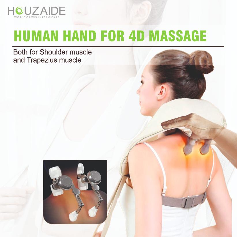 Houzaide 4D pulse neck massager simulating human hand massage for shoulder and trapezius muscle relief
