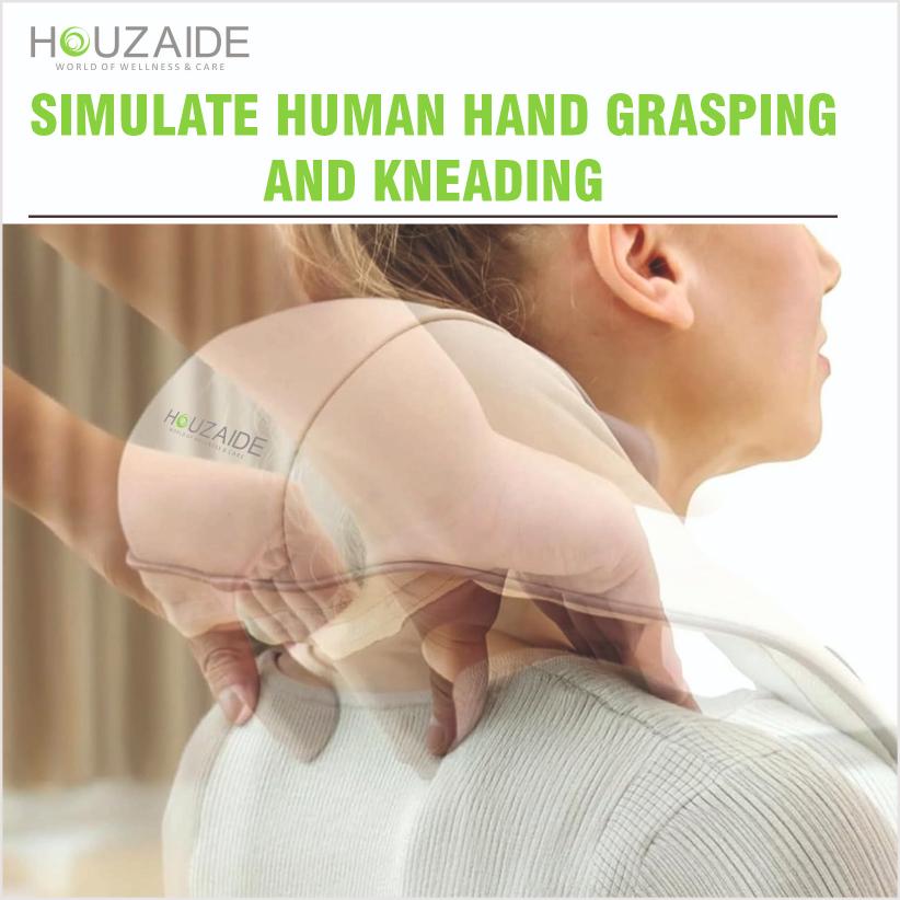 Houzaide neck massager simulating human hand kneading for deep tissue relief of cervical and shoulder muscles