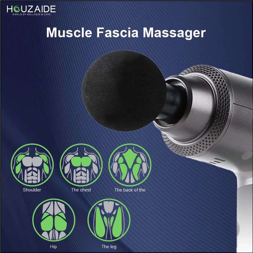 Houzaide HA804 muscle fascia massage gun for targeted relief on shoulders, chest, back, hips, and legs – deep tissue recovery tool