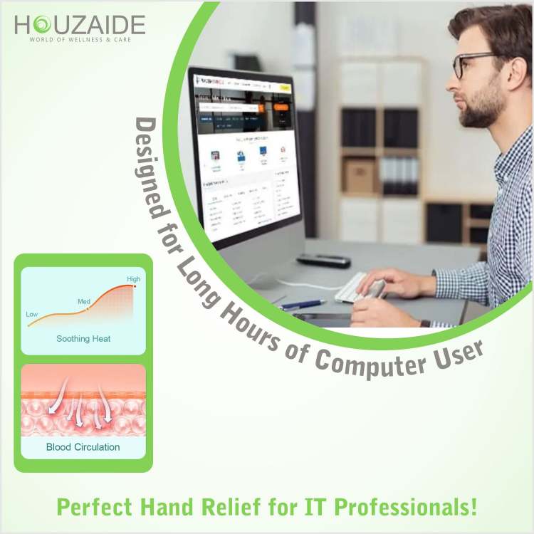HOUZAIDE FlexiHeal Pro Electric Hand & Finger Massager – Air Compression & Acupressure Therapy for Pain Relief, Relaxation & Circulation – Unisex Wellness Device HA1301