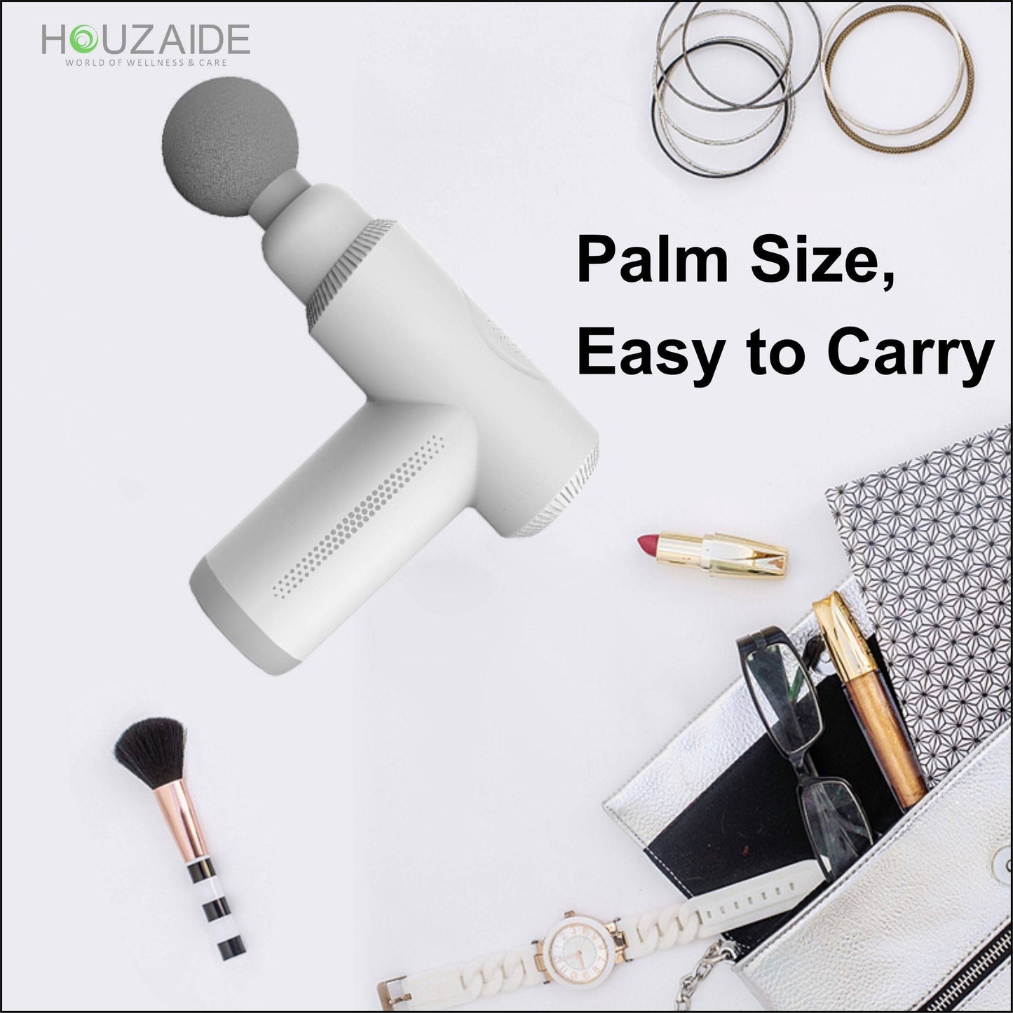 Compact palm-sized massage gun for easy carrying
