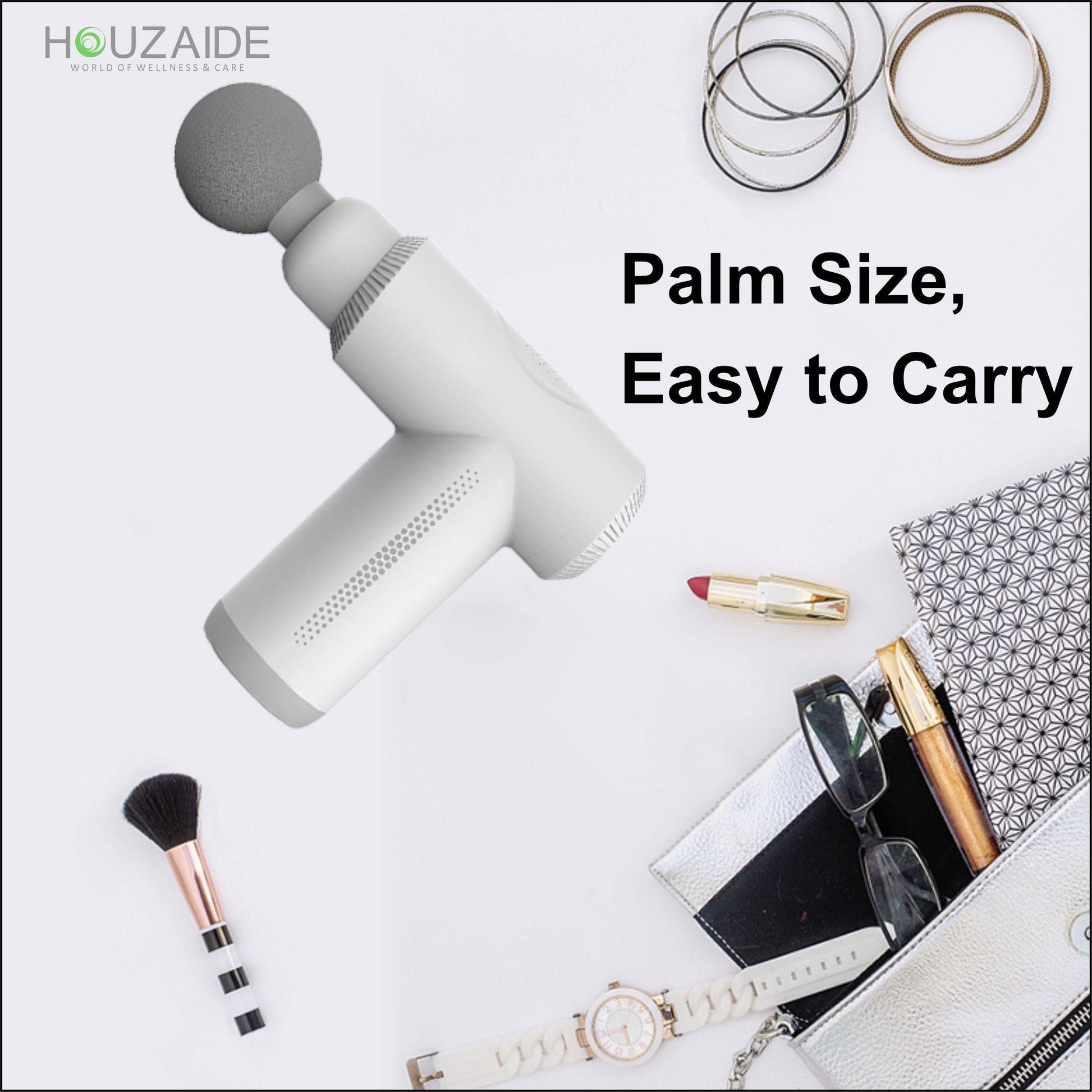 Compact palm-sized massage gun for easy carrying