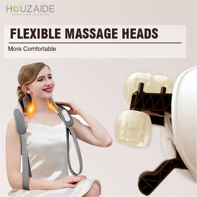 Flexible massage heads on ultimate neck massager