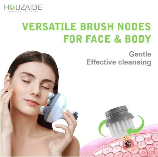 Houzaide versatile massager with brush nodes for face and body, gentle and effective skin cleansing, facial care tool with deep pore cleaning function
