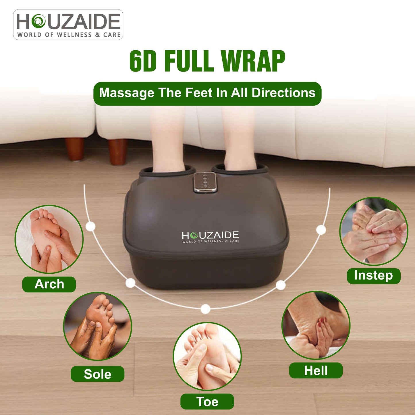 HOUZAIDE Foot Massager with Heat, FSA Eligible Deep Kneading Therapy Air Compression, HSA Feet Massage Improve Blood Circulation Foot Wellness Soothing Pain Relief, Relax for Home Office Use HA1401