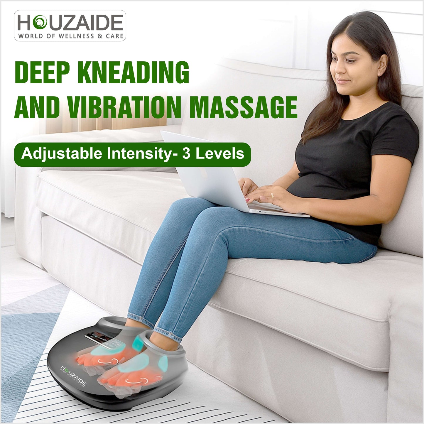 HOUZAIDE Foot Massager with Heat, FSA Eligible Deep Kneading Therapy Air Compression, HSA Feet Massage Improve Blood Circulation Foot Wellness Soothing Pain Relief, Relax for Home Office Use HA1401
