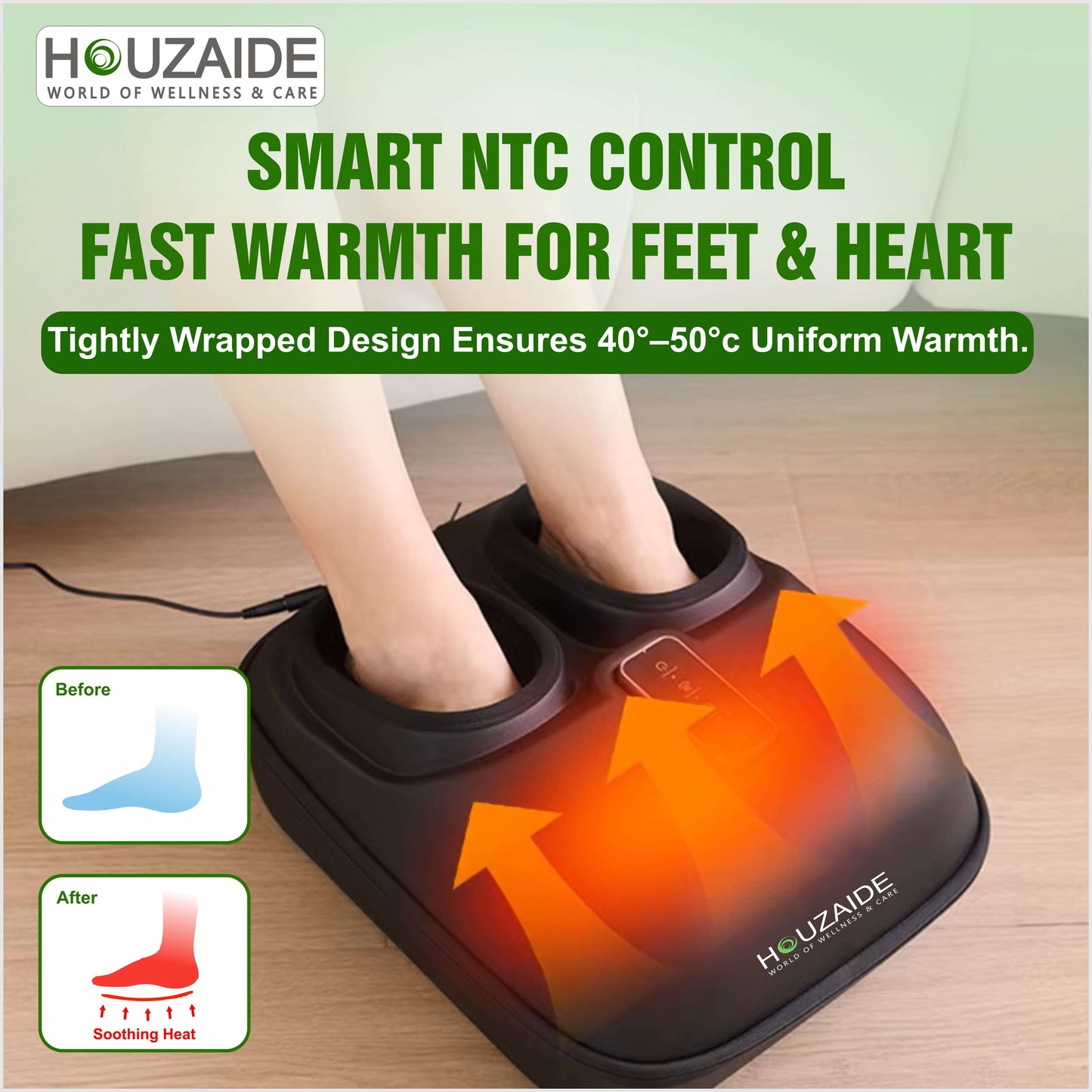 HOUZAIDE Foot Massager with Heat, FSA Eligible Deep Kneading Therapy Air Compression, HSA Feet Massage Improve Blood Circulation Foot Wellness Soothing Pain Relief, Relax for Home Office Use HA1401