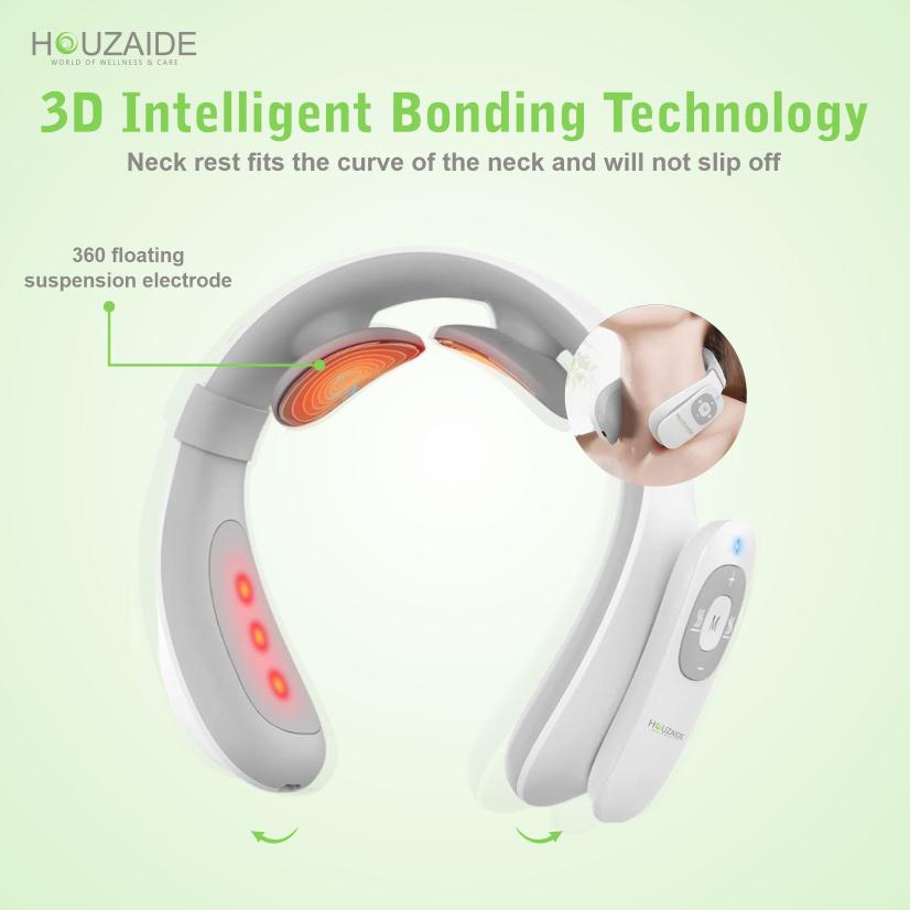 Houzaide HA501 neck massager with 3D intelligent bonding technology and 360° floating electrodes for perfect neck fit