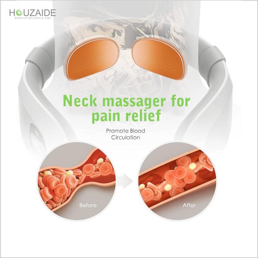 Houzaide HA501 neck massager for pain relief – improves blood circulation with intelligent heat and EMS technology
