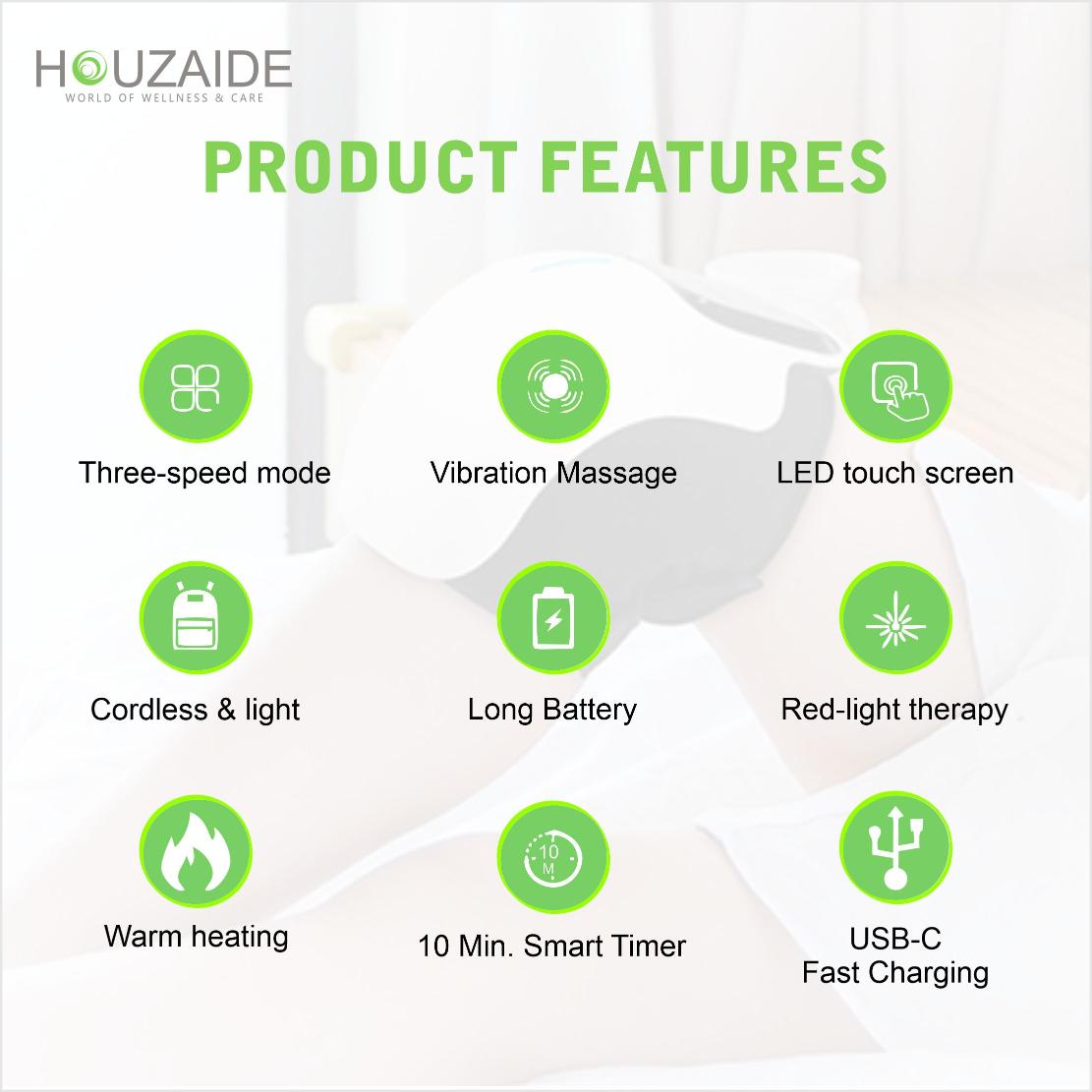 HOuzaide knee massager with red light and vibration therapy for joint pain relief, arthritis support, and improved blood circulation