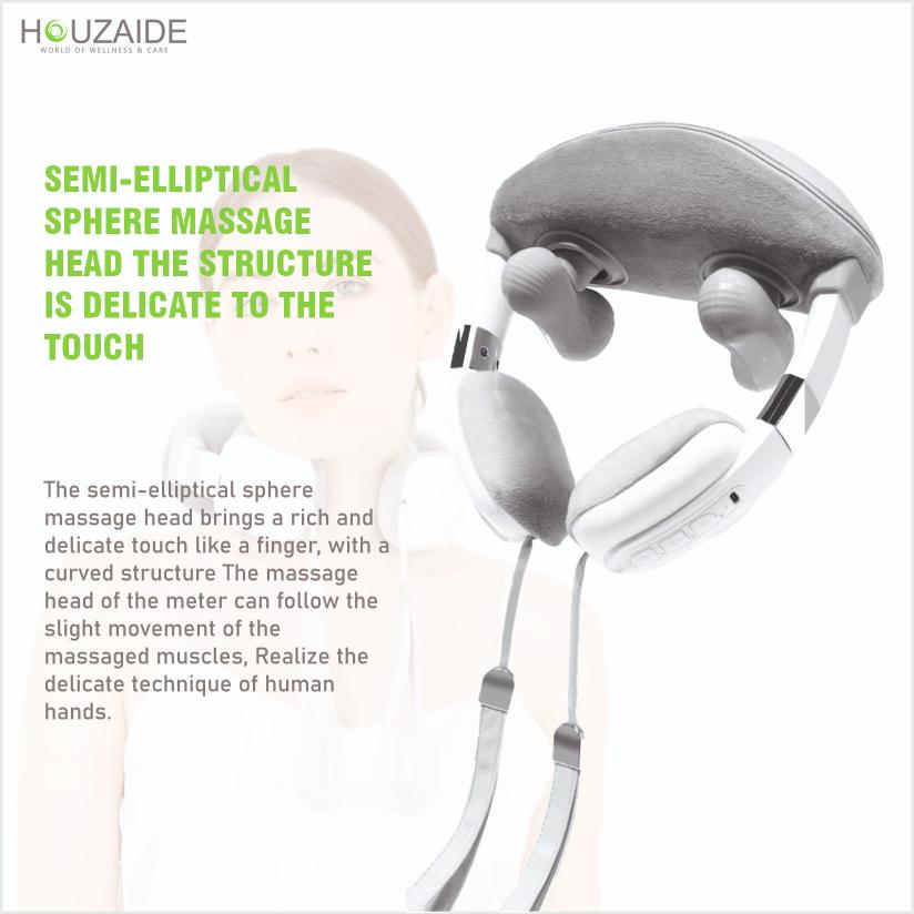 Wireless neck massager with U-shape design, skin-safe flannel fabric, and soft padding for comfort