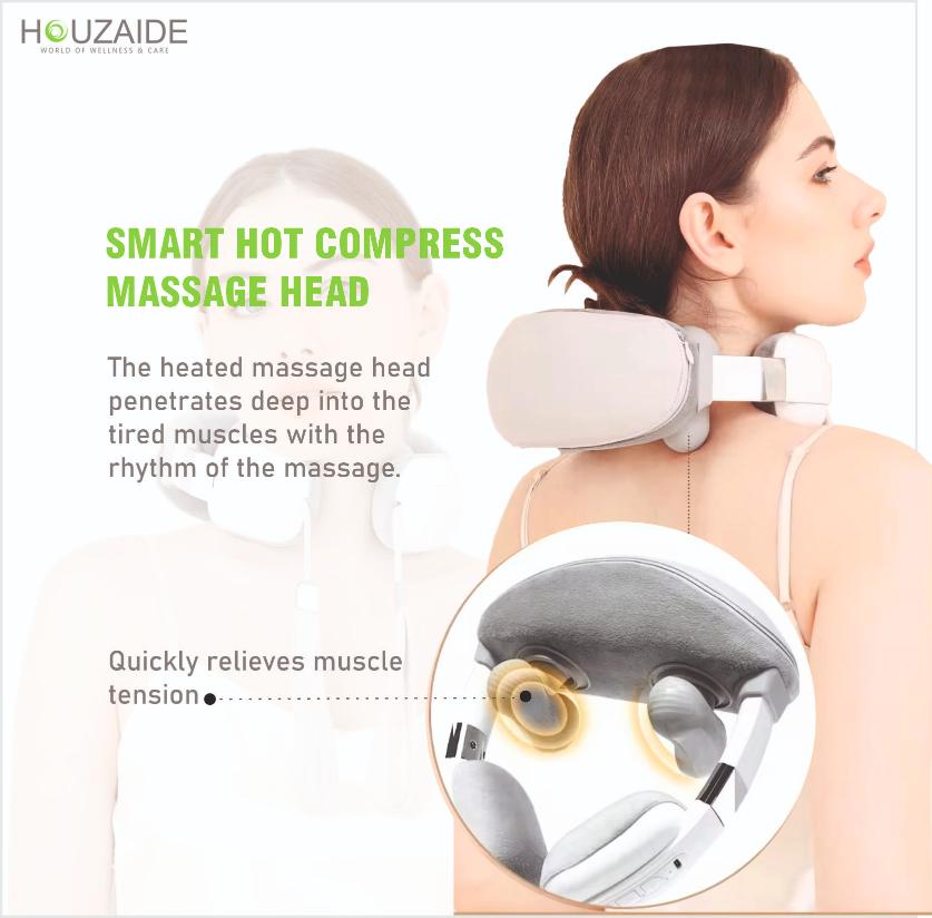 Cervical neck massager with 1500mAh battery, 60-min usage, and USB Type-C fast charging

