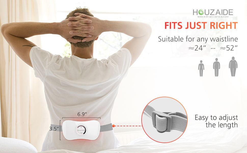 men wearing heating pad with heat and vibration therapy for back massage and pain relief